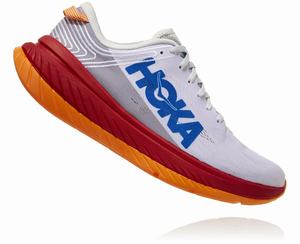 Hoka One One Men's Carbon X Road Running Shoes White/Red/Orange Clearance Sale [ZPSOG-3718]
